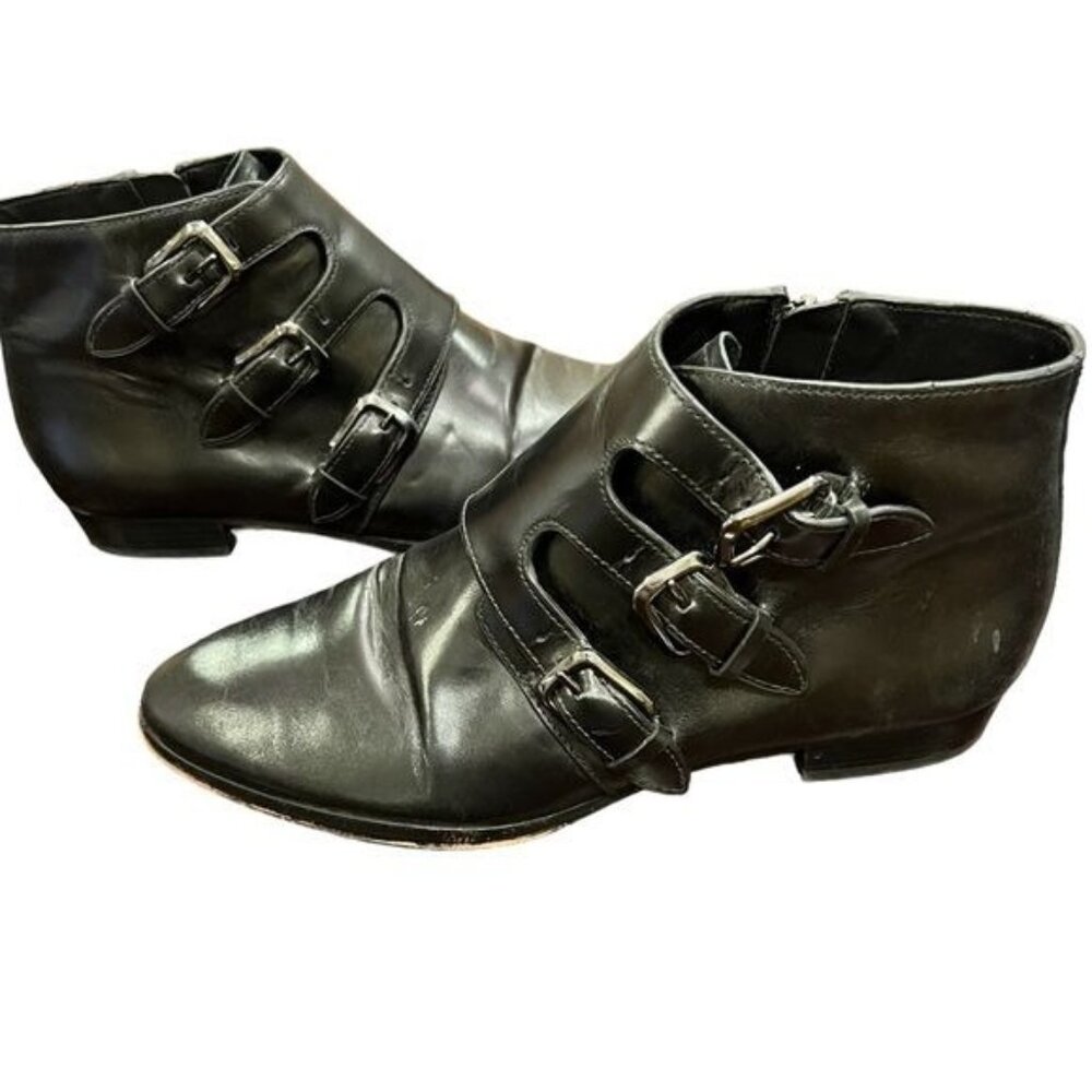 Michael Kors Boots Prudence Leather Ankle Bootie Size 6.5 Black